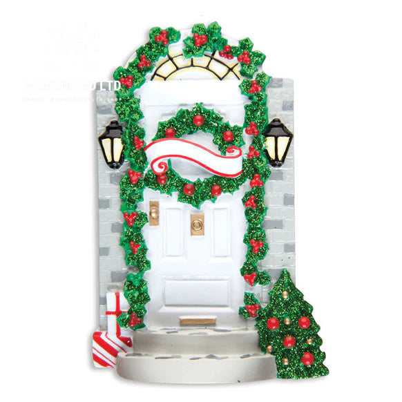 Personalized Decorated White Front Door Ornament