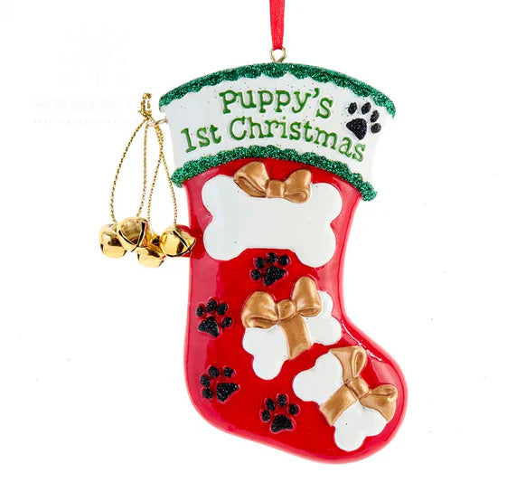 Personalized Puppy's 1st Christmas Stocking Ornament