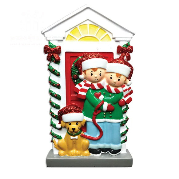 Personalized Couple with Dog Ornament